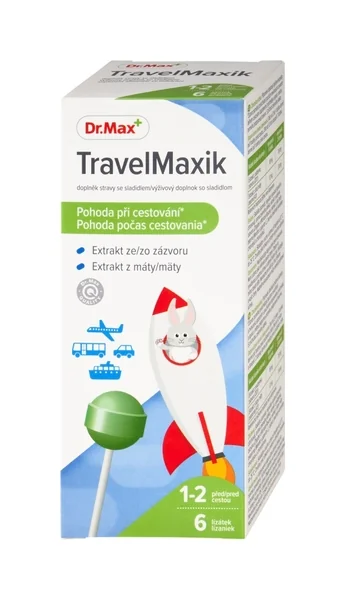 Dr. Max TravelMaxik lízanky 1×6 lízaniek, pohoda počas cestovania