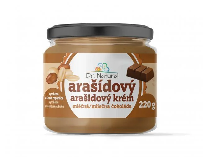 Dr.Natural Arašidový krém s mliečnou čokoládou 1×220 g, arašidový krém s mliečnou čokoládou