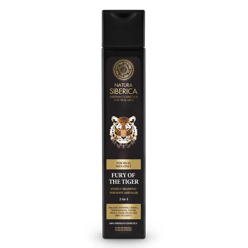Natura Siberica Energizujúci šampón na vlasy a telo 2v1 "Neskrotnosť tigra" 1×250 ml, energizujúci šampón na vlasy a telo 2v1