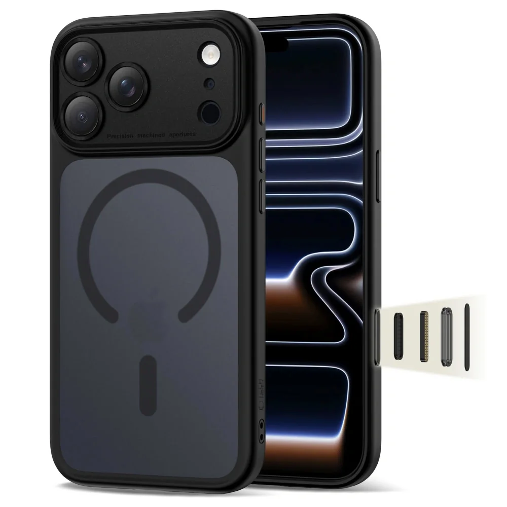 Tech-Protect MagPeak MagSafe CC kryt na iPhone 17 Pro Max, matný čierny y