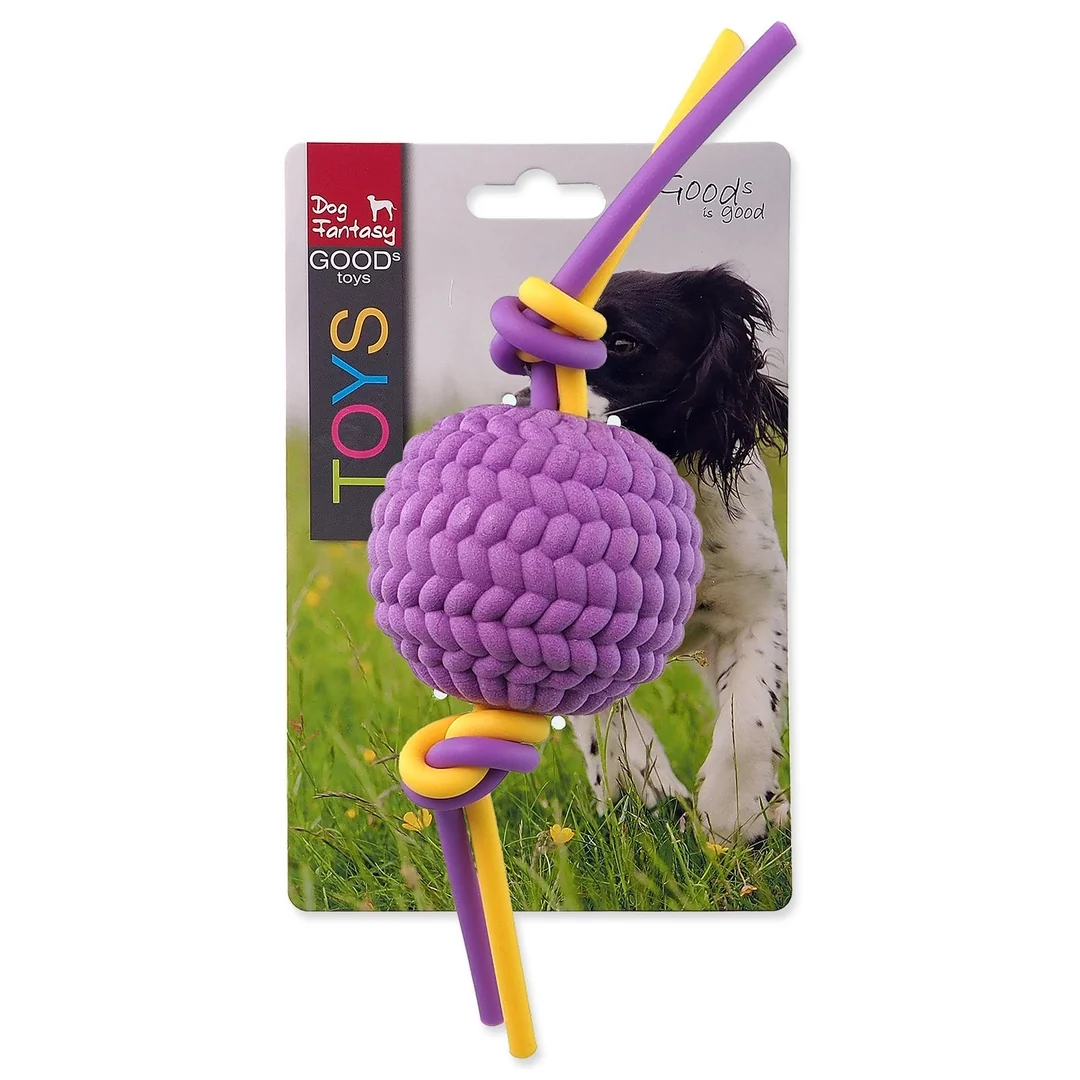 Hračka Dog Fantasy lopta penová fialová s TPR flexi laná 22x6,5x6,5cm