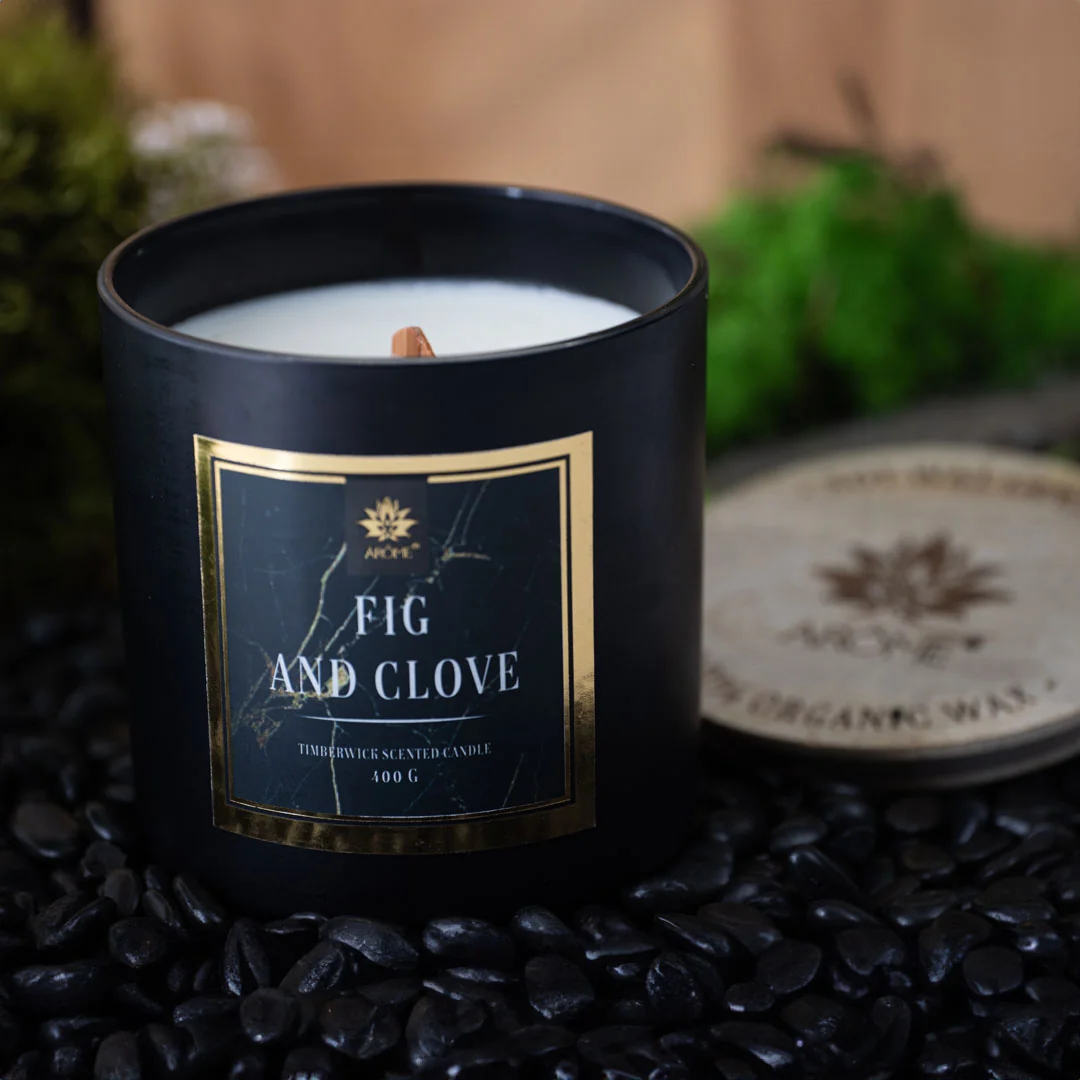 Sviečka s dreveným knôtom a viečkom, Fig and Clove 400 g