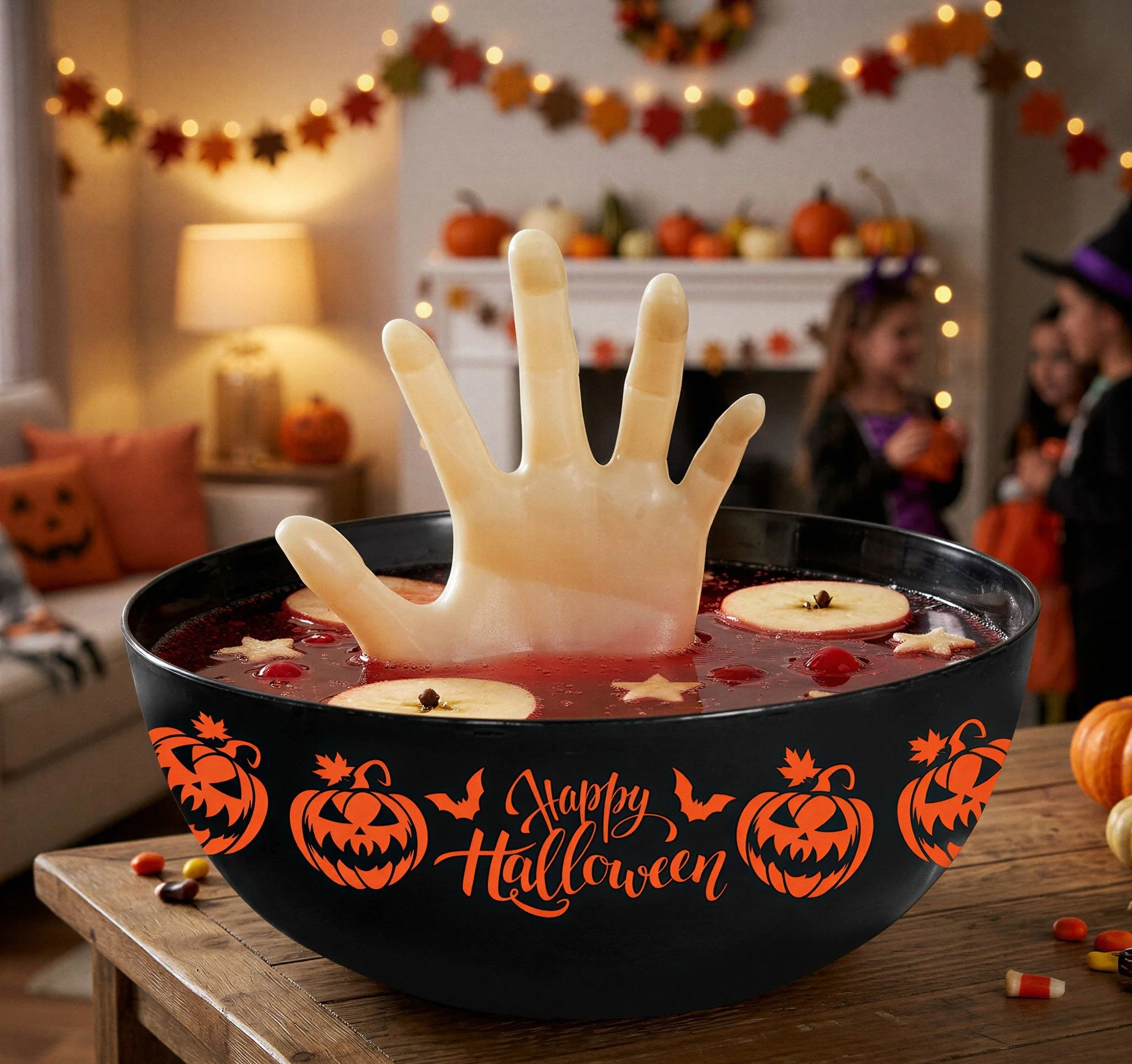 Plastová miska Halloween čierna s rukou 25cm