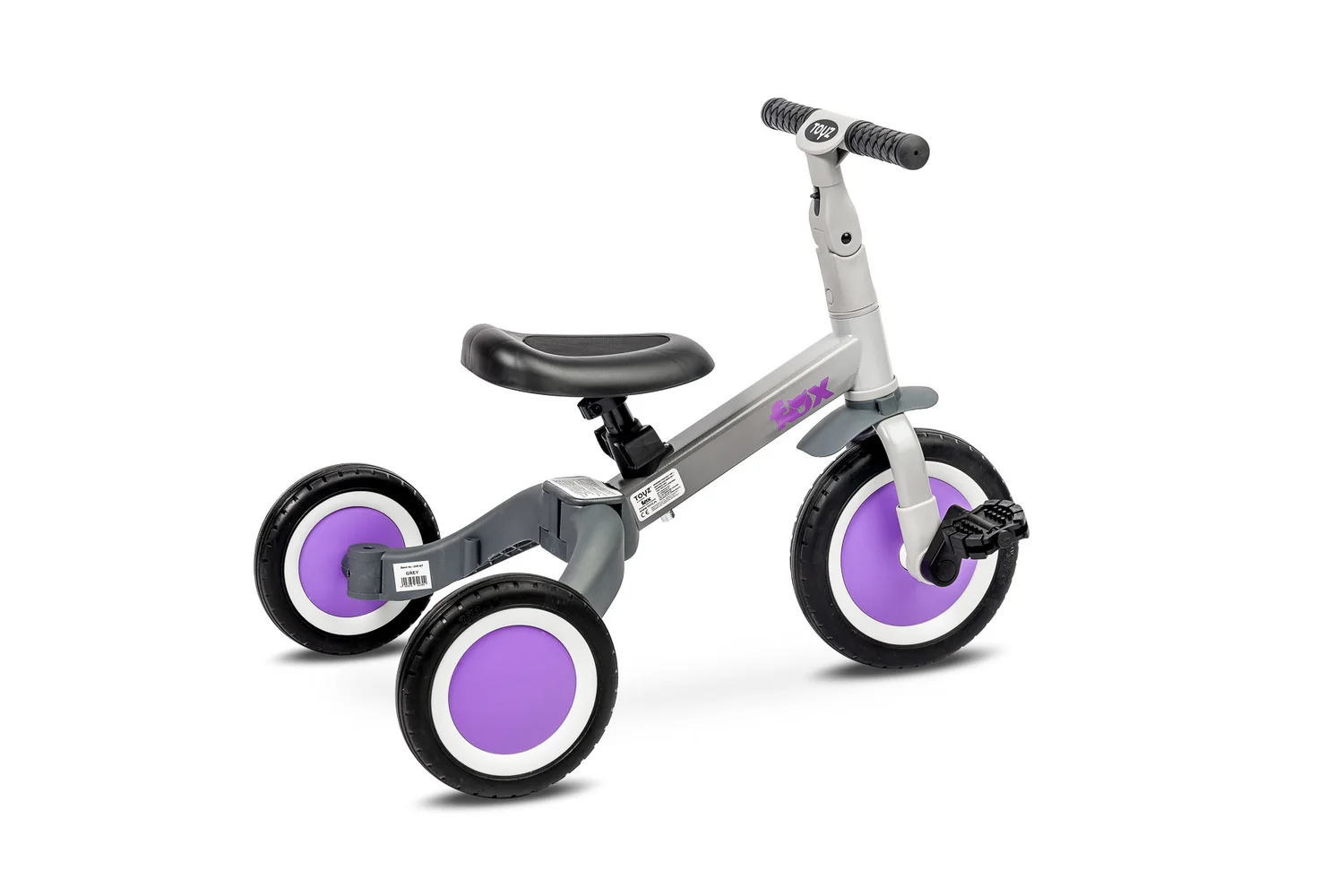Multifunkčné detské odrážadlo a bicykel 4v1 Fox - sívé