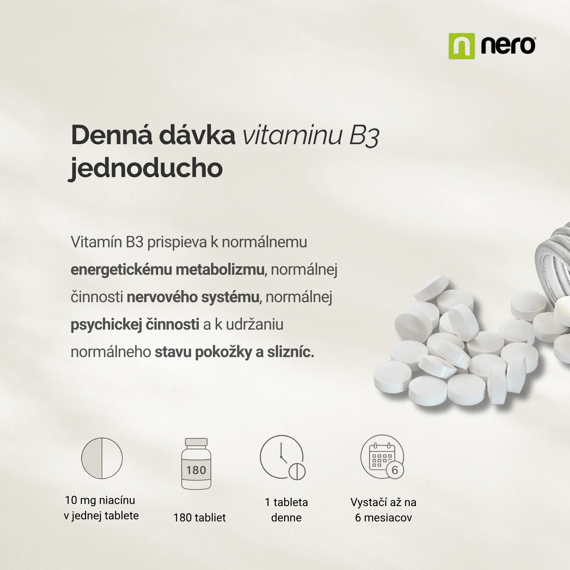 NERO Vitamin B3 NIACIN 16 mg 180 tabliet