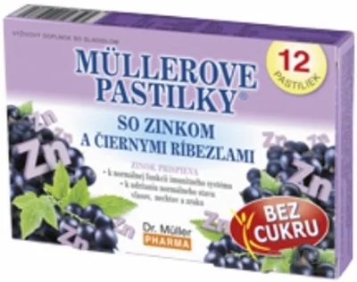 MÜLLEROVE PASTILKY SO ZINKOM A ČIERNYMI RÍBEZĽAMI 1×12 ks, výživový doplnok
