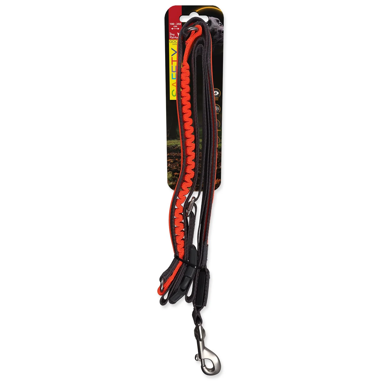 Vodítko Dog Fantasy USB LED nylonové bežecké oranžové 2,5x180-250cm