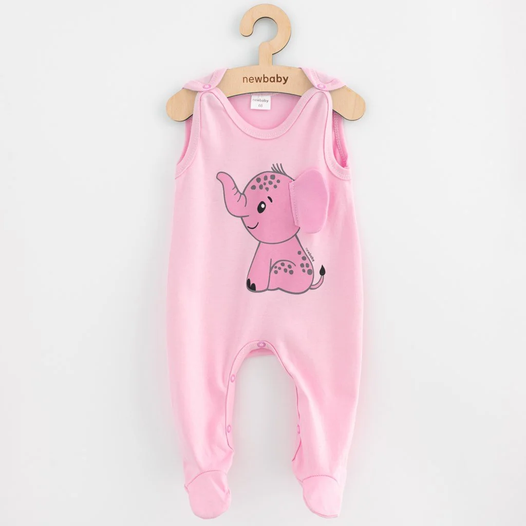 Dojčenské bavlnené dupačky   Happy Elephant pink, vel. 80 (9-12m)