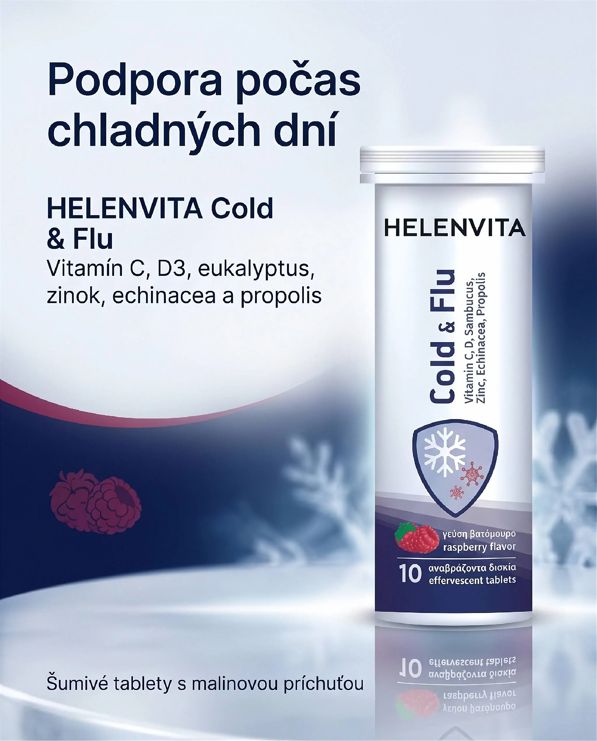 Helenvita Cold & Flu 10 šumivých tabliet s vitamínom C a zinkom
