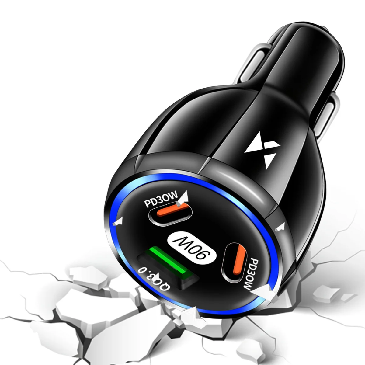 MG WCCCA autonabíjačka 2x USB-C / USB 90W PD QC, čierna