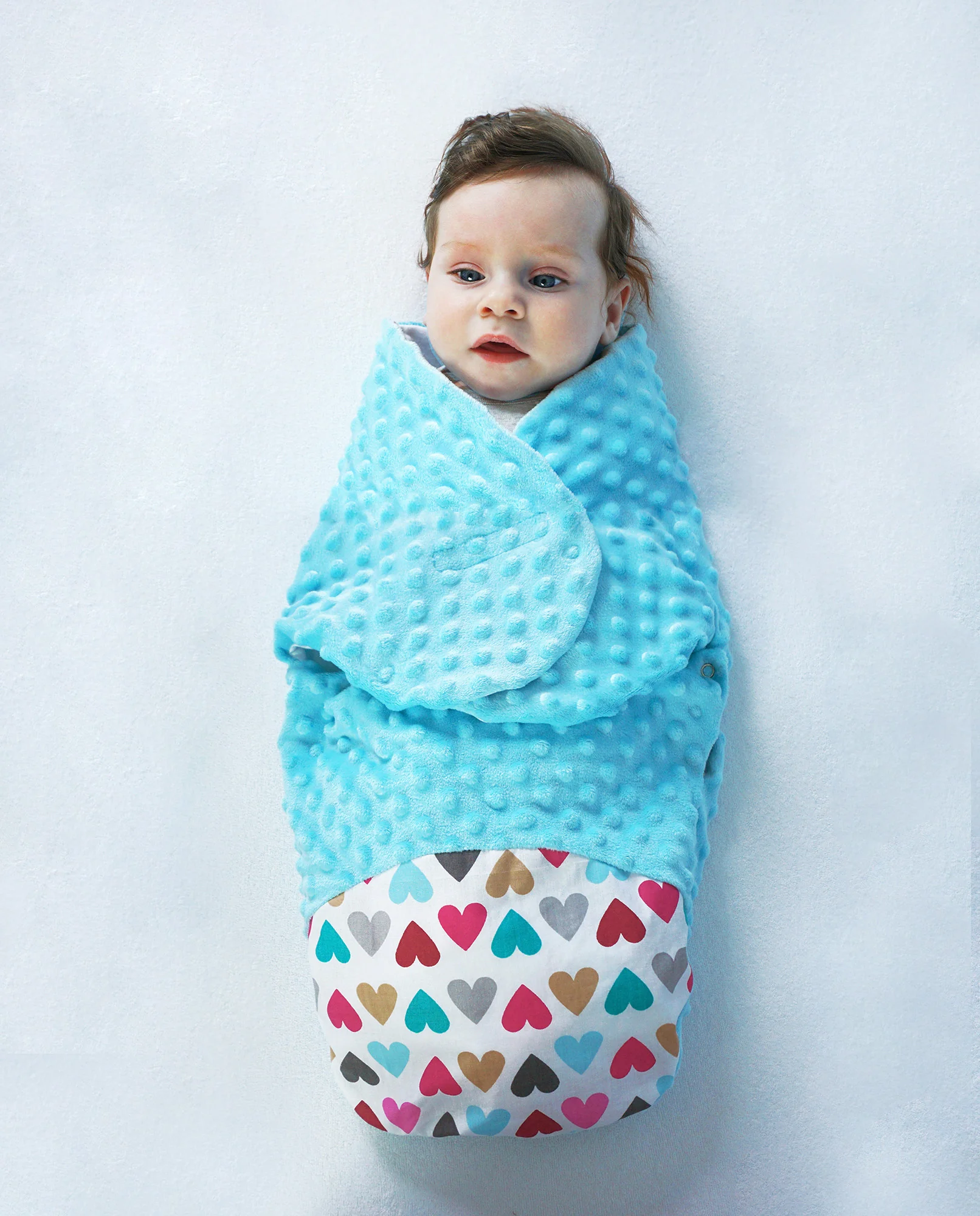 Baby Nellys Zavinovačka, spacáček s Minky, 0-6m - Srdiečka, Minky ružová