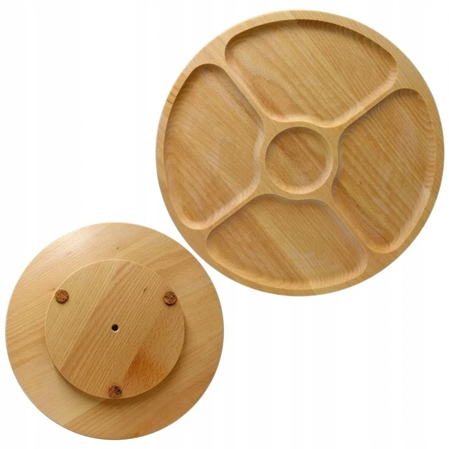 Otočný drevený podnos delený Serving Plate, 33 cm