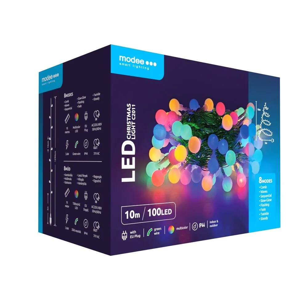 Modee Lighting LED vianočná reťaz 100 LED 10m multicolor bobule