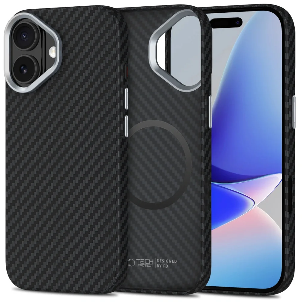 Tech-Protect Ion Carbon MagSafe kryt na iPhone 17, čierny/strieborný