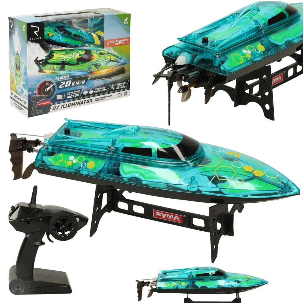 RC loď Revolt Illuminator – zelená, 20 km/h | 2.4 GHz, dosah 150 m, vodotesná konštrukcia