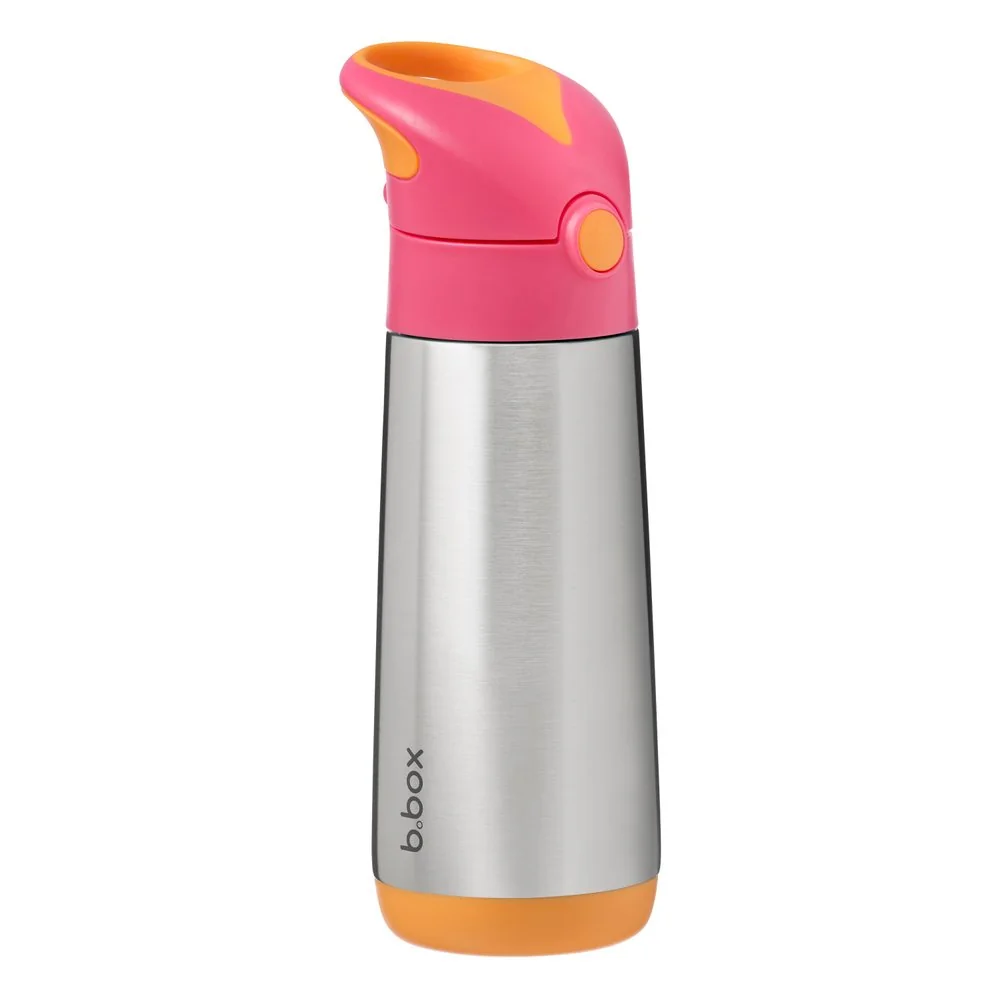 Termoska na pitie so slamkou 500 ml ružová/oranžová