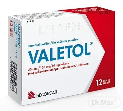 VALETOL 1×12 tbl, liek na zníženie horúčky