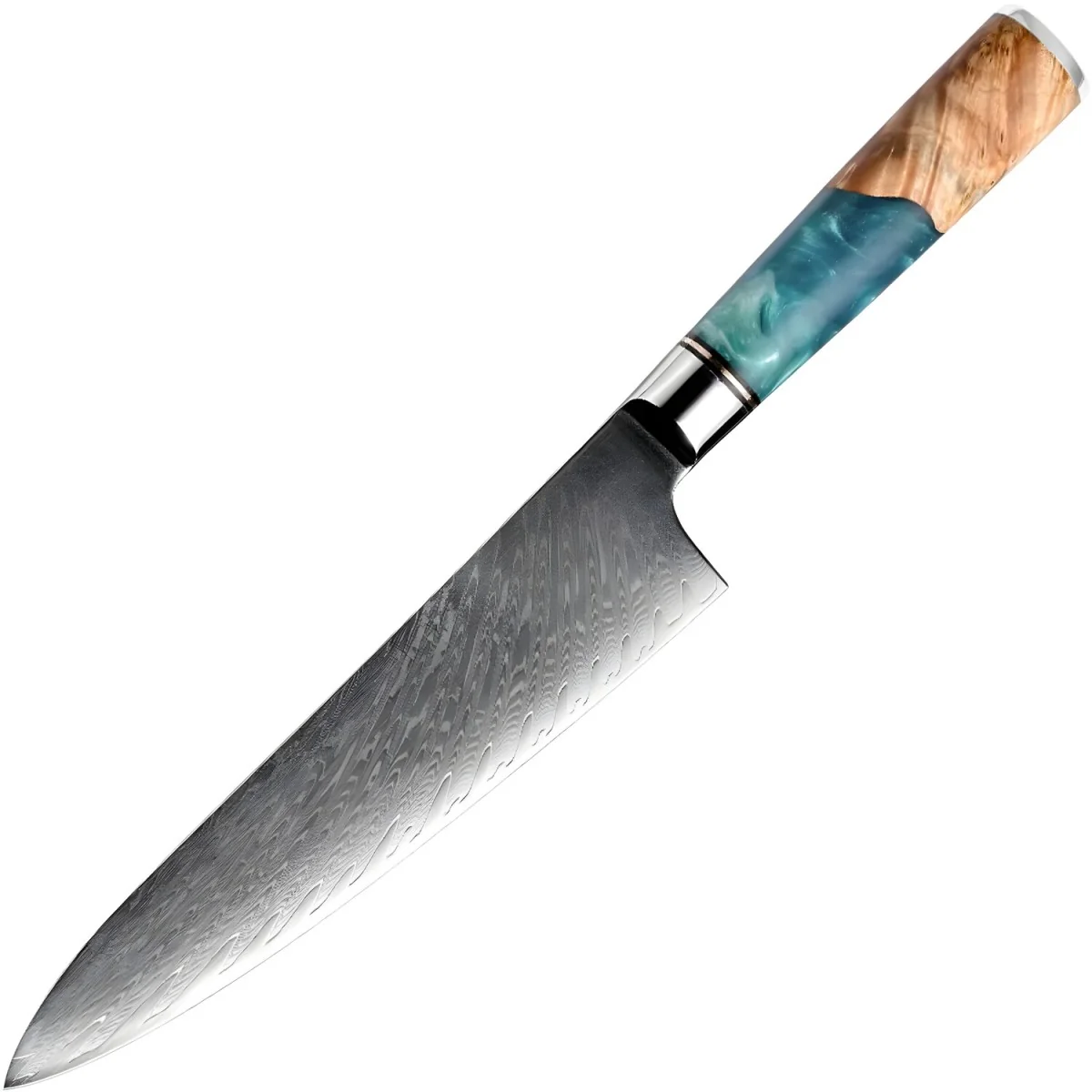 Damaškový kuchynský nôž typu Chef Chef/Modrá