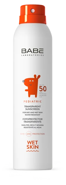 BABÉ SLNKO Opaľovací sprej pre deti SPF50 (Pediatric transparent sunscreen Wet skin) 1x200 ml, detský opaľovaci sprej