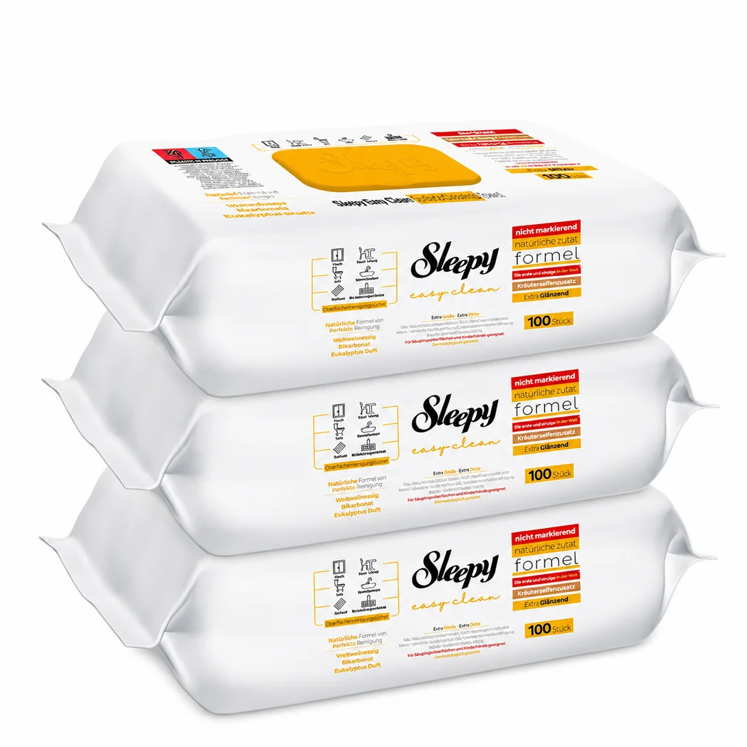 Sleepy Easy Clean vlhčené obrúsky na čistenie povrchov Herbal Soap s vôňou eukalyptu 300 ks (3x100 ks)