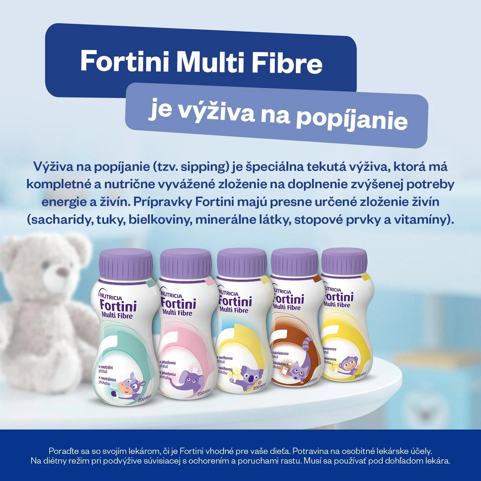 Fortini Multi Fibre s banánovou príchuťou 1×200 ml, tekutá výživa pre deti