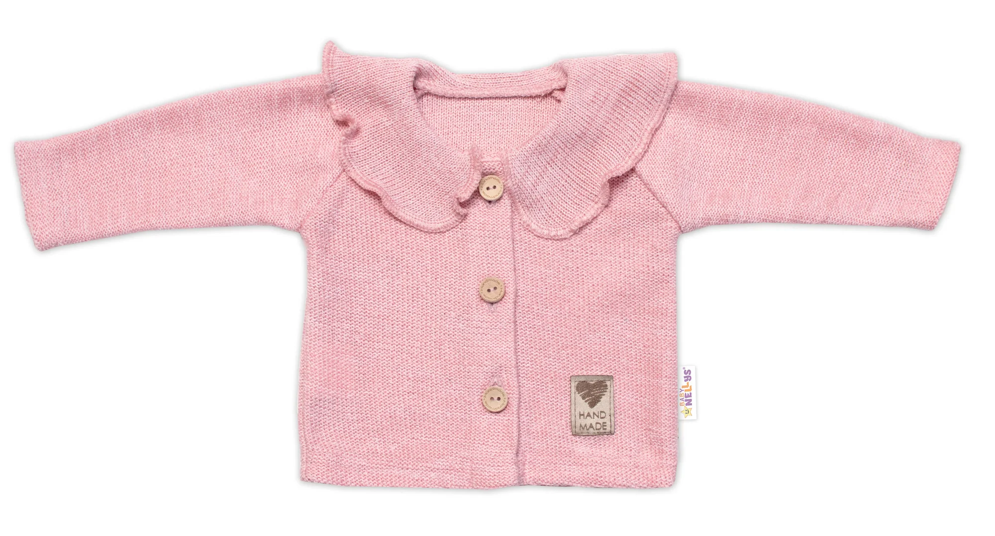 Pletený svetrík s volánikom Girl, Baby Nellys, púdrovo ružová