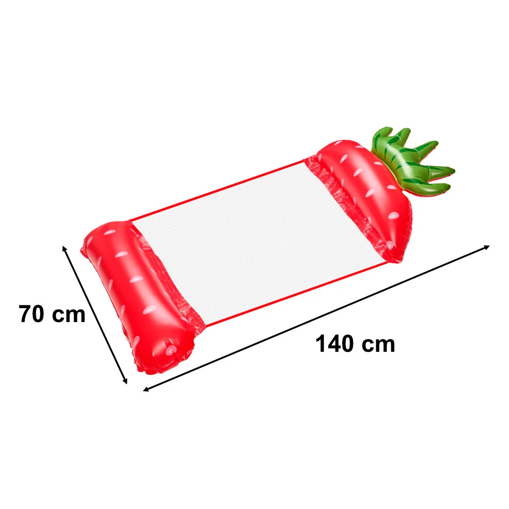 Nafukovací vodný hamak/matrac Jahoda 2v1 s PVC sieťkou, 140×70 cm, max. 70 kg 