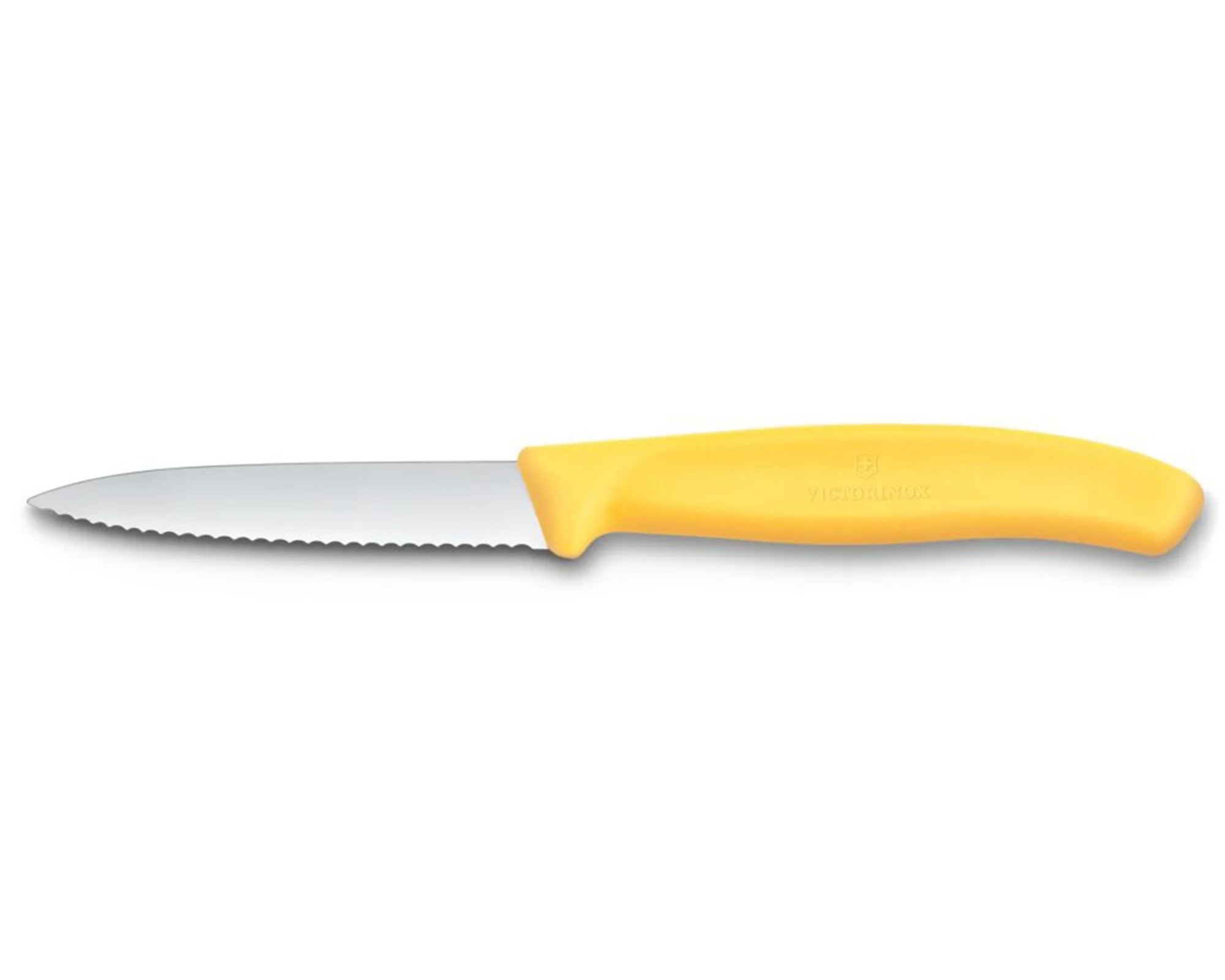 Swiss Classic, nôž na krájanie, 8 cm, vlnitý, špicatá špička, žltý