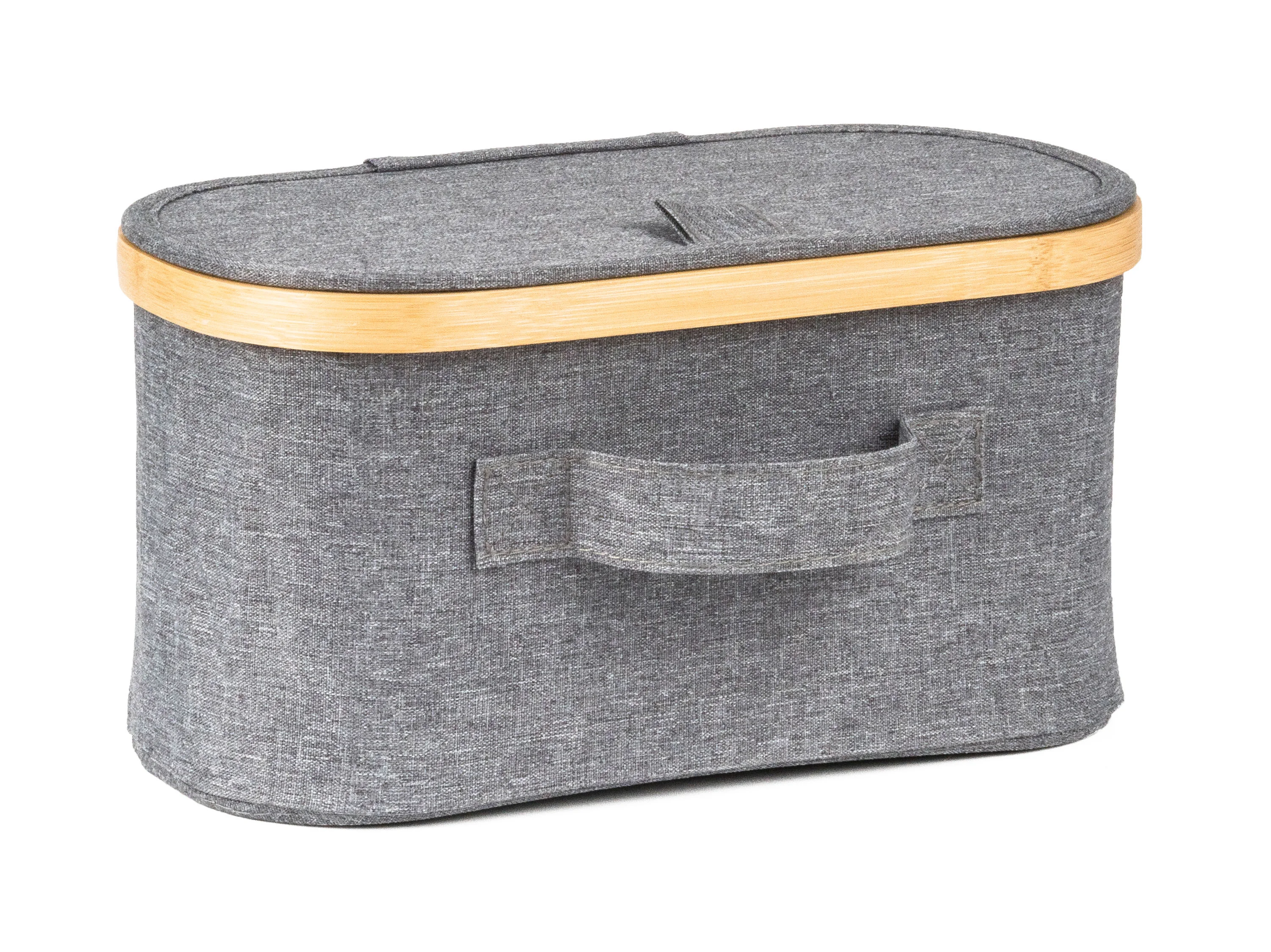 Úložný box G21 30 x 15 x 15 cm, bambusový s vekom, sivý UBG21BAM004G