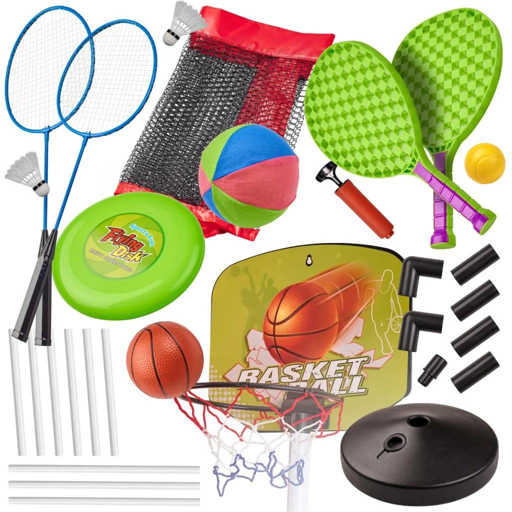 Športový set 5 v 1 bedminton basketbal volejbal tenis frisbee