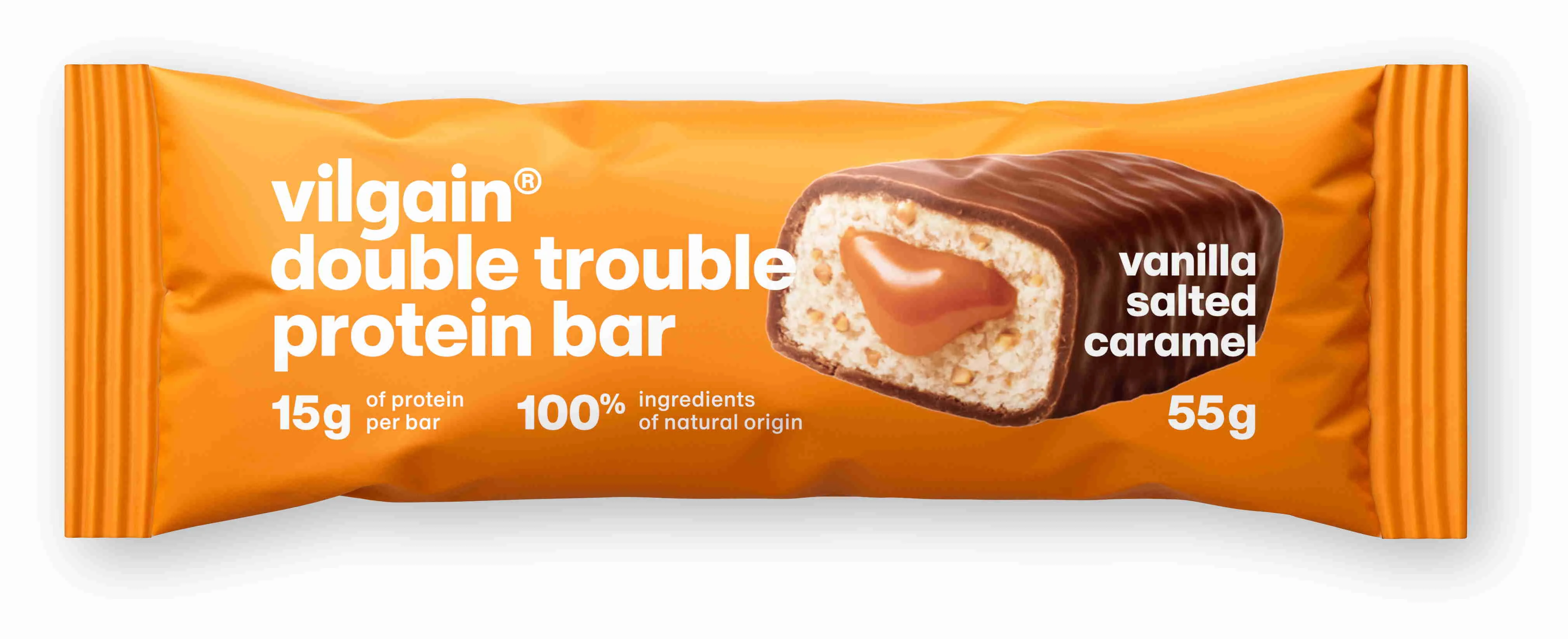 Vilgain Double Trouble Protein Bar vanilka so slaným karamelom 55 g