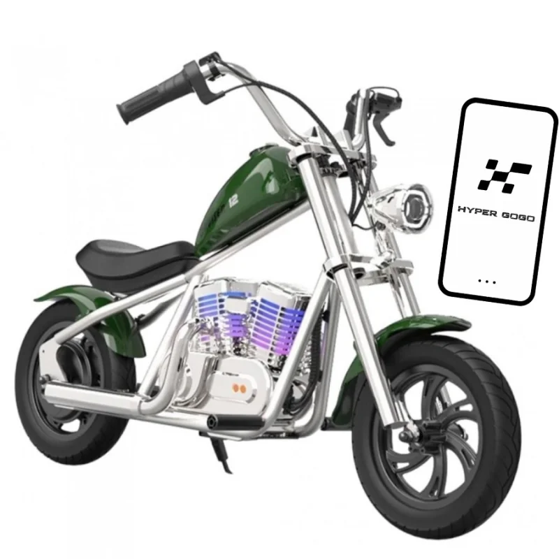 Hyper Gogo Pioneer C12 APP Detská el. motorka s aplikáciou, BT, RGB podsvietenie, zelená