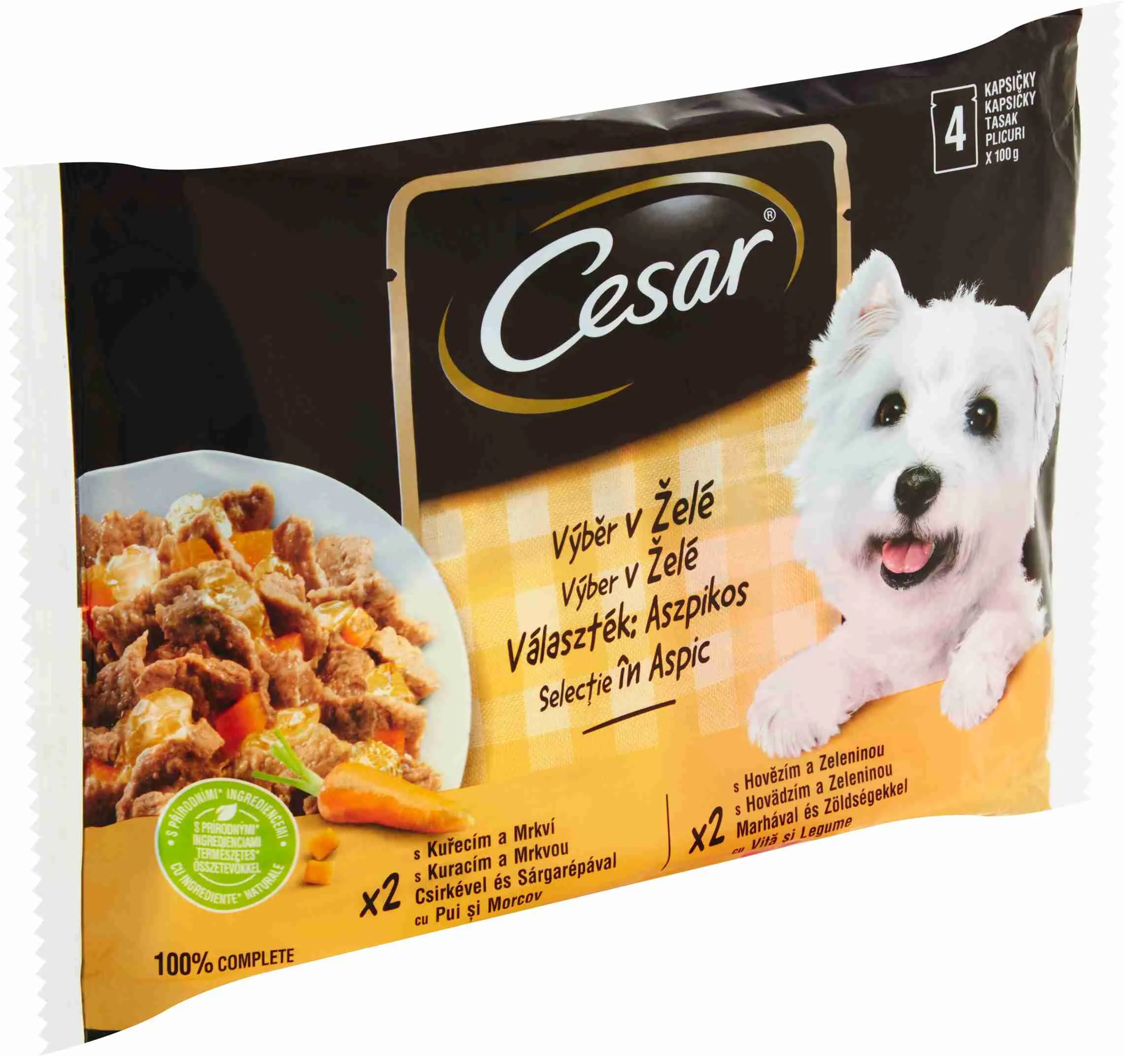 Cesar Kapsička Selection v Želé 4×100g 4×100 g, kompletné vlhké krmivo pre dospelé psy