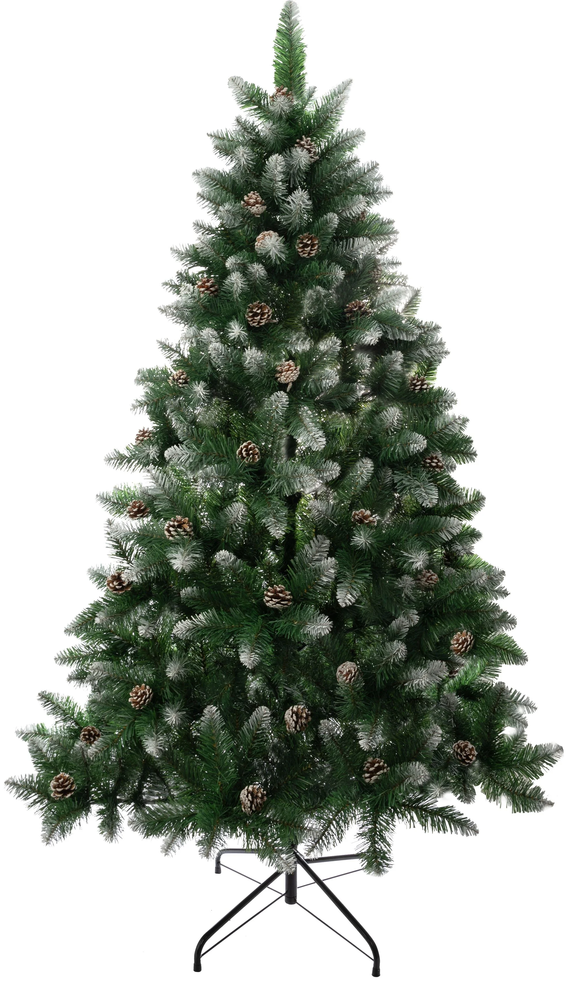 MagicHome vianočný stromček Albero, 1 ks Jedľa, zasnežené konce, so šiškami, 150 cm