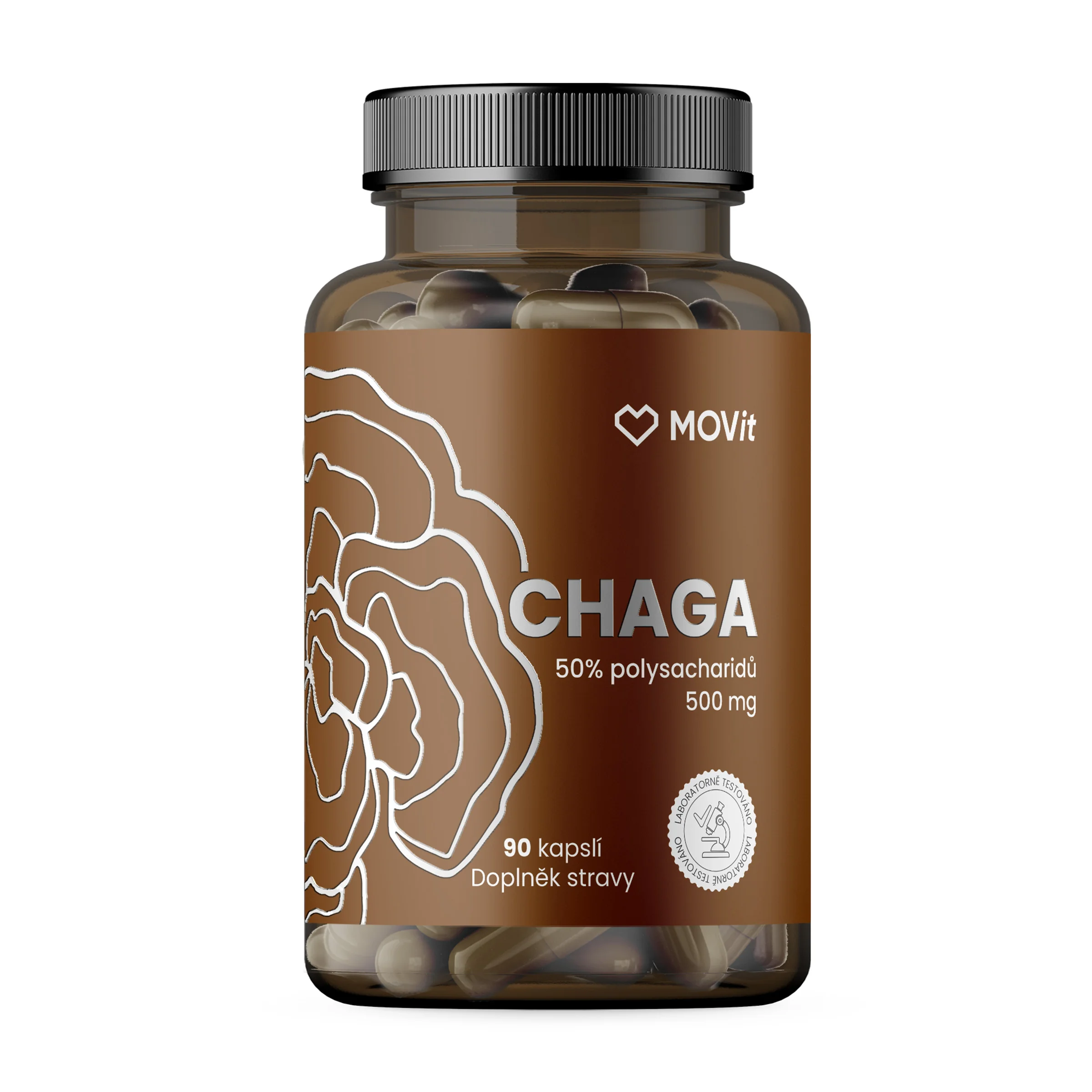 MOVit Chaga 50% polysacharidov 500 mg, 90 kapsúl
