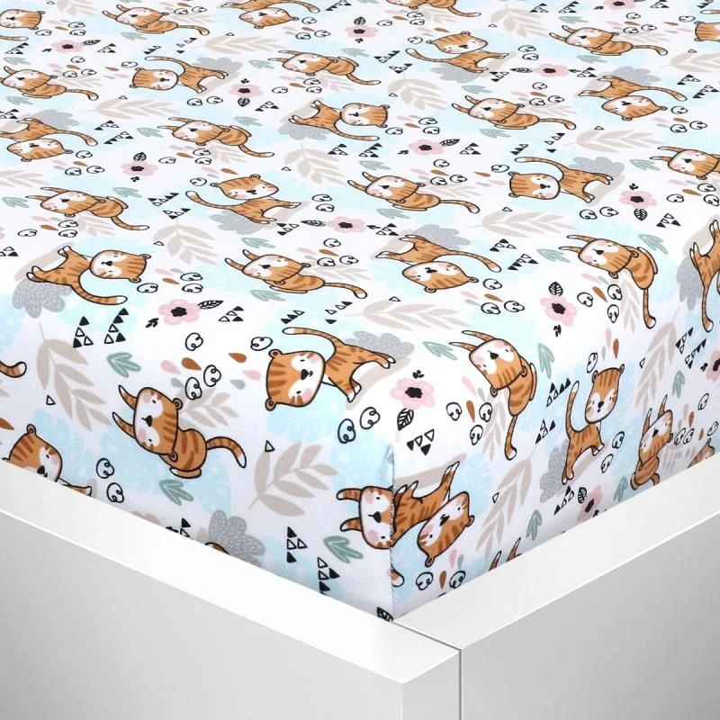 Detské prestieradlo Jersey s elastanom 70x140 407 mačičky KL02 1×1 ks, detské prestieradlo