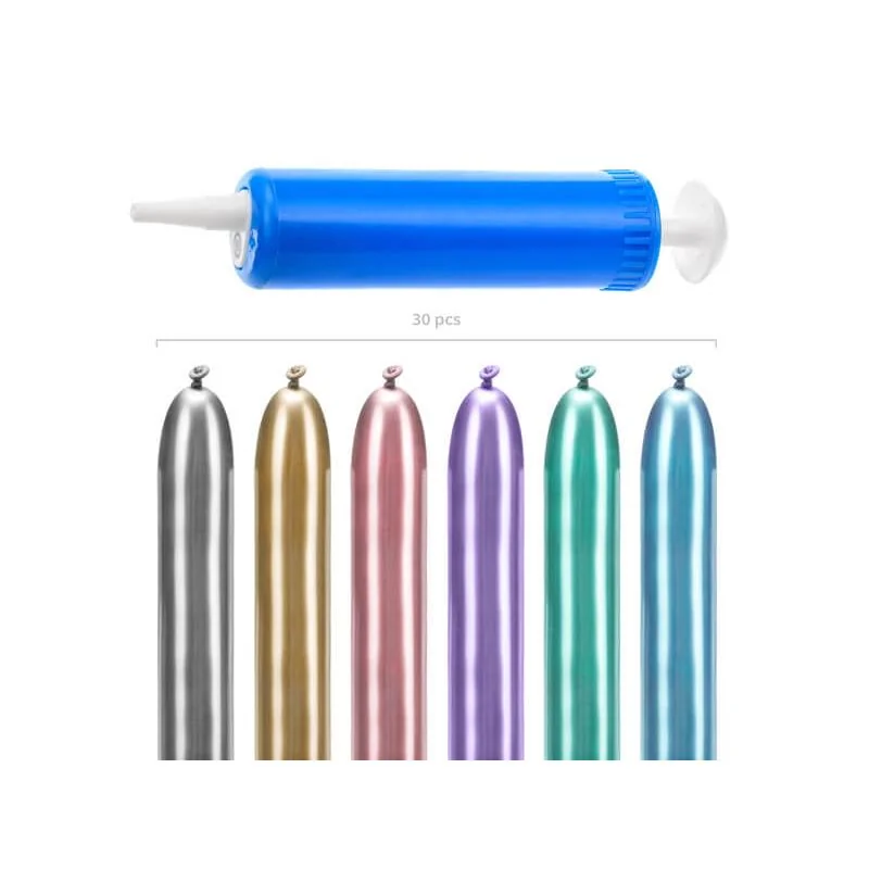PartyDeco Modelovacie balóny saténové 6farieb 130cm 30ks