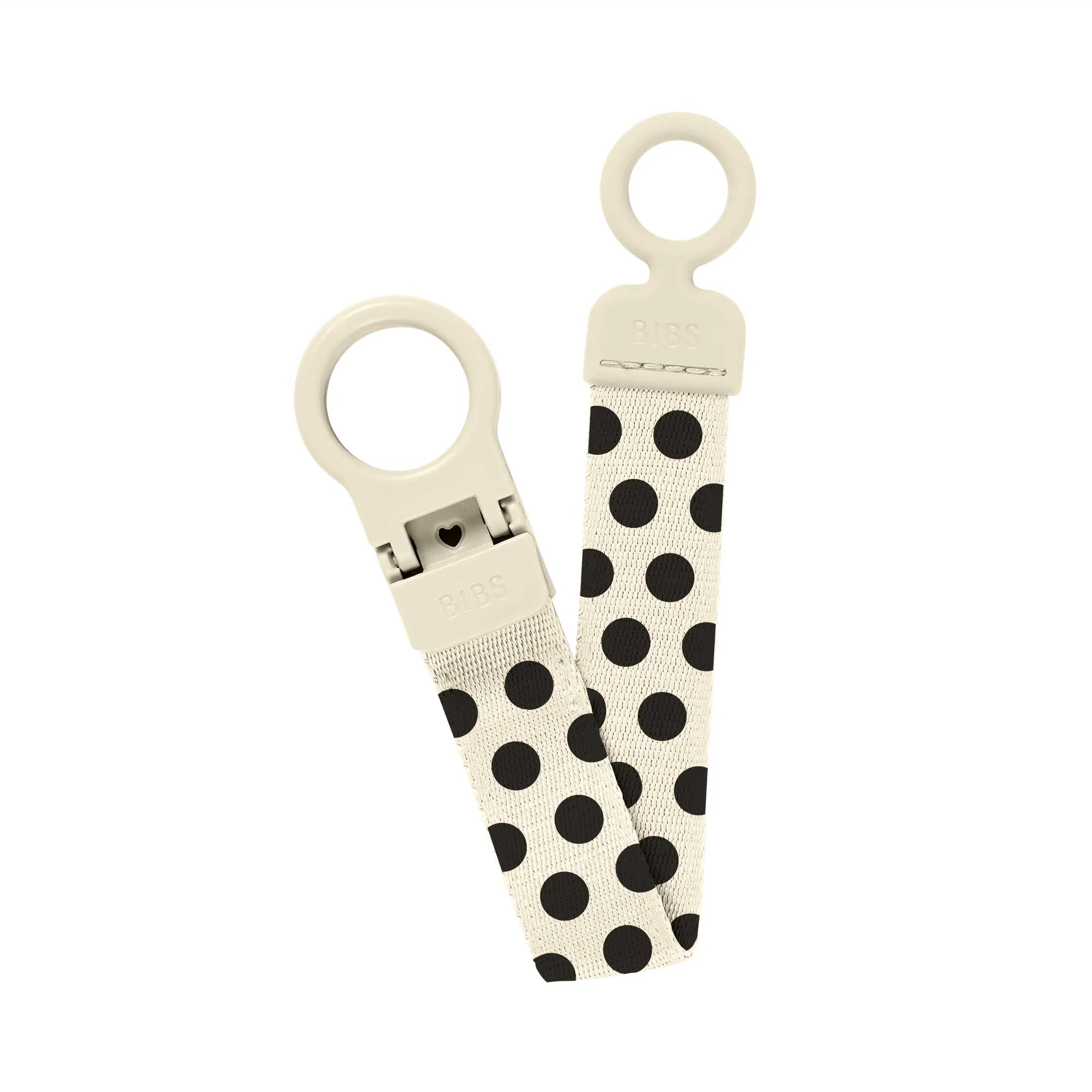 BIBS STUDIO Polka Loop klip na cumlík Ivory / Black