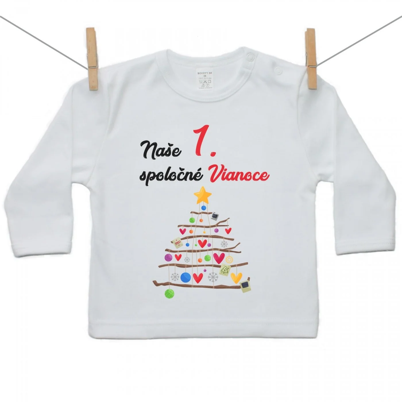 Boodyy Tričko s dlhým rukávom Naše 1. spoločné Vianoce Veľkosť: 92