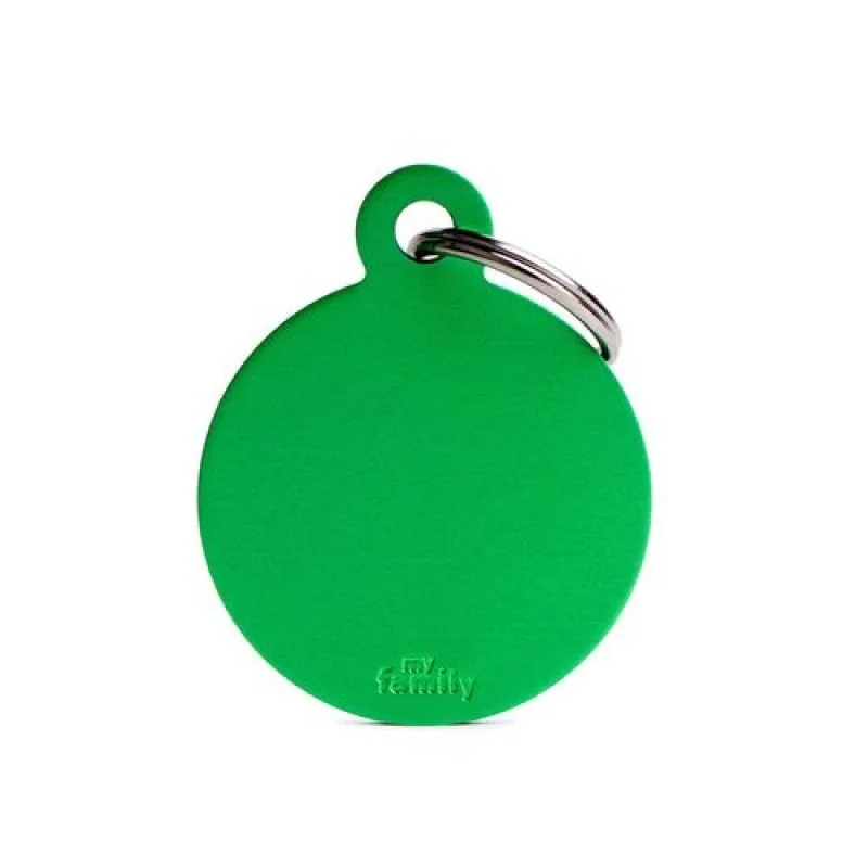 MF BIG ROUND ALUMINUM GREEN 3,93x3,17 cm gravírovateľný prívesok