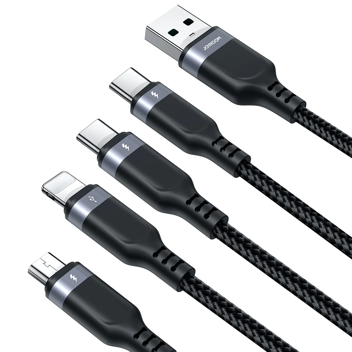 Joyroom S-A18 kábel USB - 2x USB-C / Lightning / micro USB 3.5A 1.2m, čierny čierny