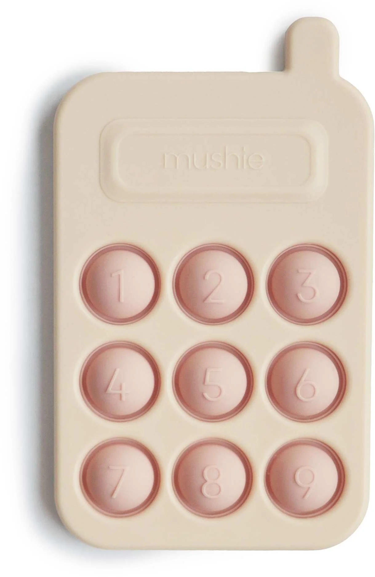 Mushie silikónová hračka pop-it Phone, Blush 1×1 ks, silikónová hračka