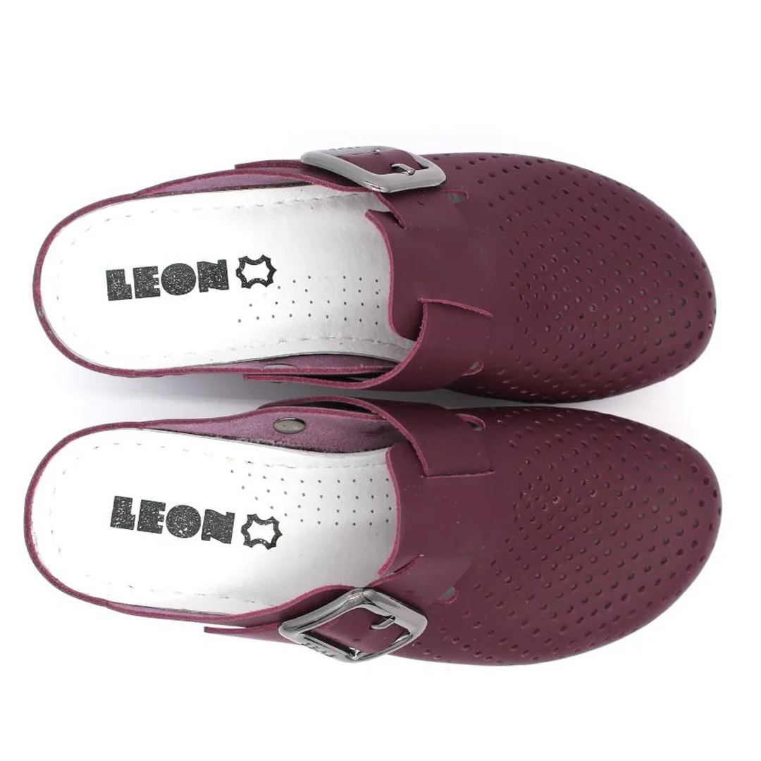 Leon 1100 Dámska zdravotná celokožená obuv - Klinový opätok 37 - 23,5cm, bordová, 6,5 cm