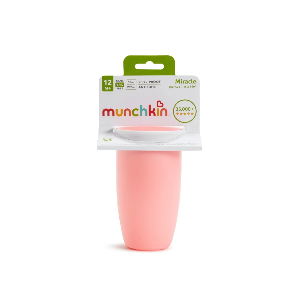 Munchkin Miracle 360° netečúci hrnček 296 ml, 12m+, ružový 1×1 ks, netečúci hrnček