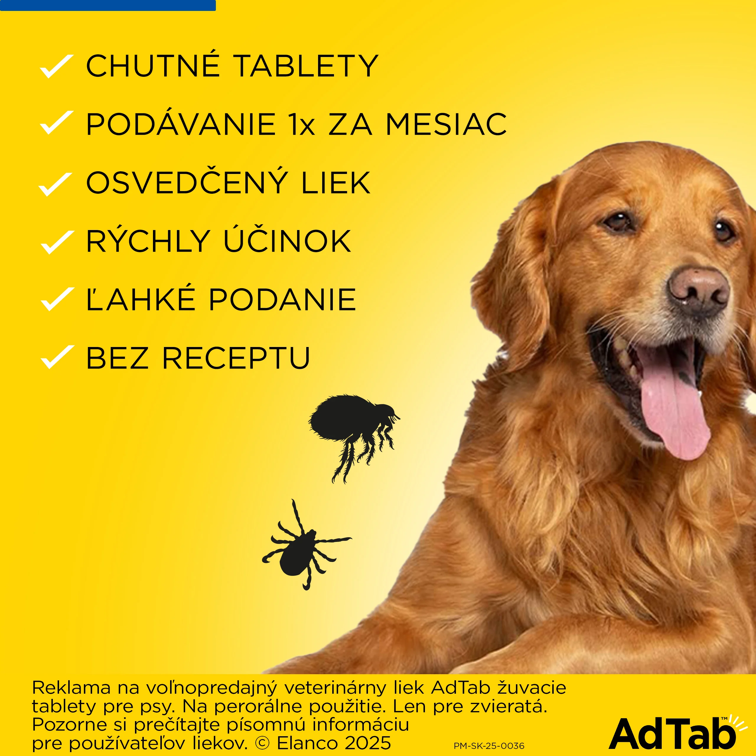 AdTab žuvacie tablety pre psy 225 mg, hmotnosť psa > 5,5–11 kg 1 tbl