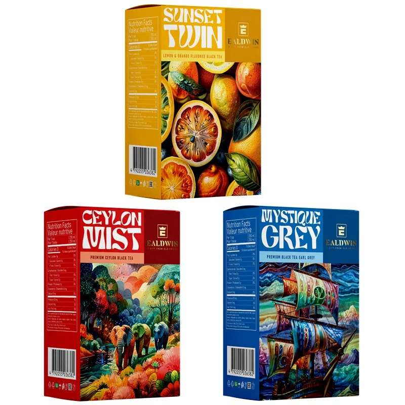 EALDWIN Black Tea Trio, čierne sypané čaje, set 3 druhov 300 gramov (3 x 100g)