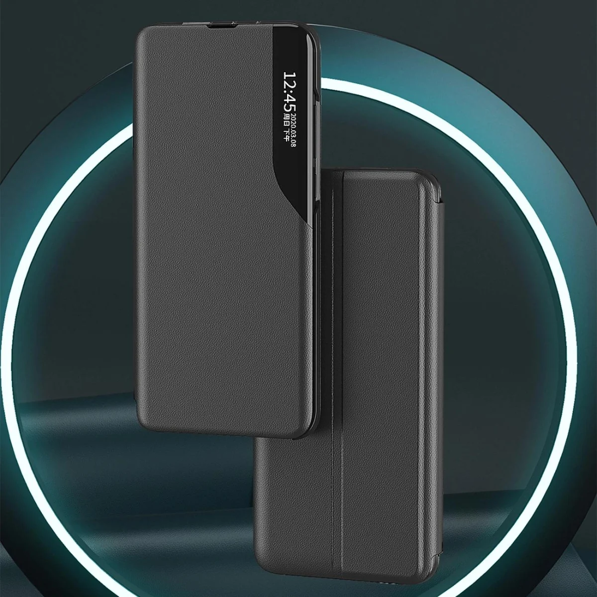 MG Eco Leather View knižkové puzdro na Samsung Galaxy S25 Plus, čierne