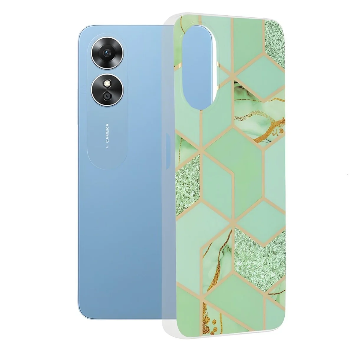 Marble pudro pre Oppo A17 - Zelená