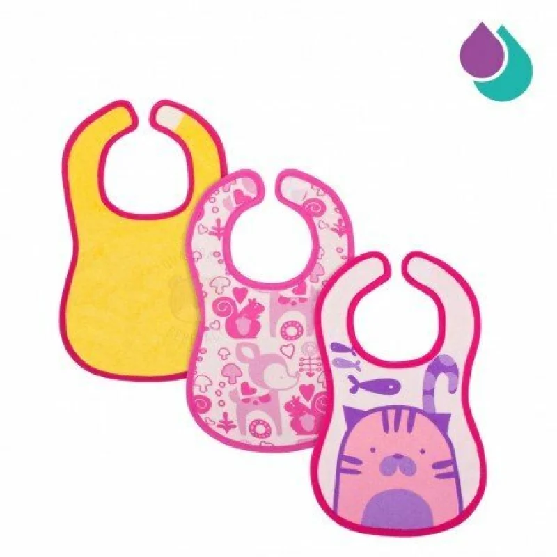 Chicco Podbradníky nepremokavé 3 ks, ružové, 6m+