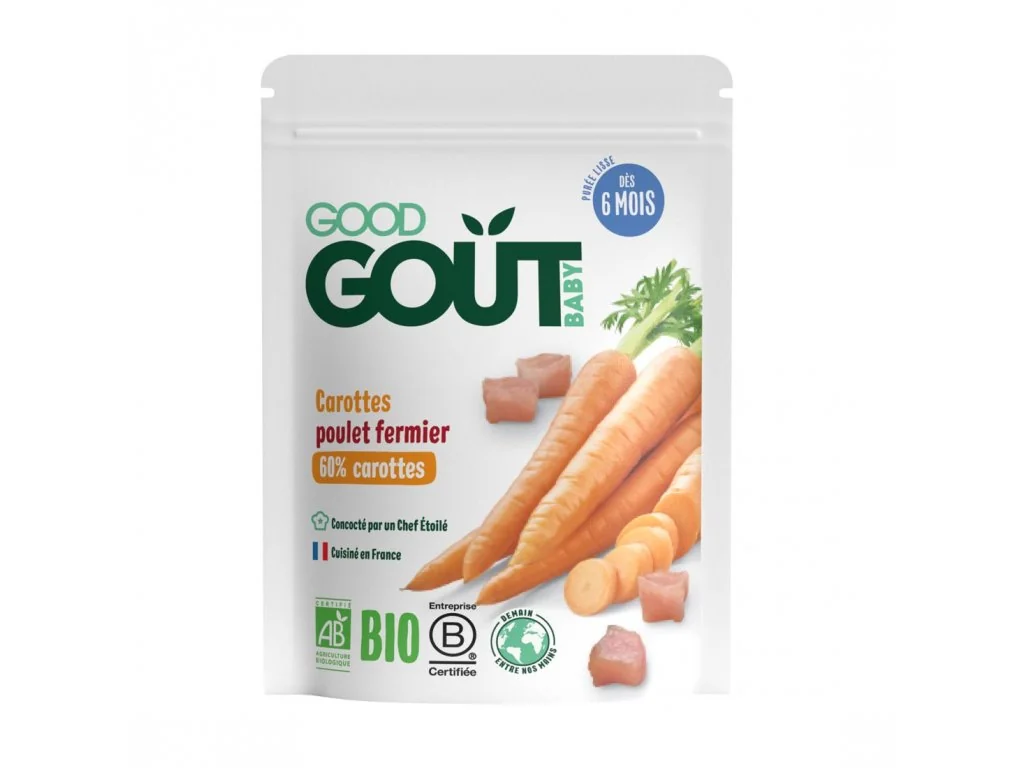 Good Gout BIO Mrkva s farmárskym kuriatkom 1×190 g, príkrm mrkva a kura